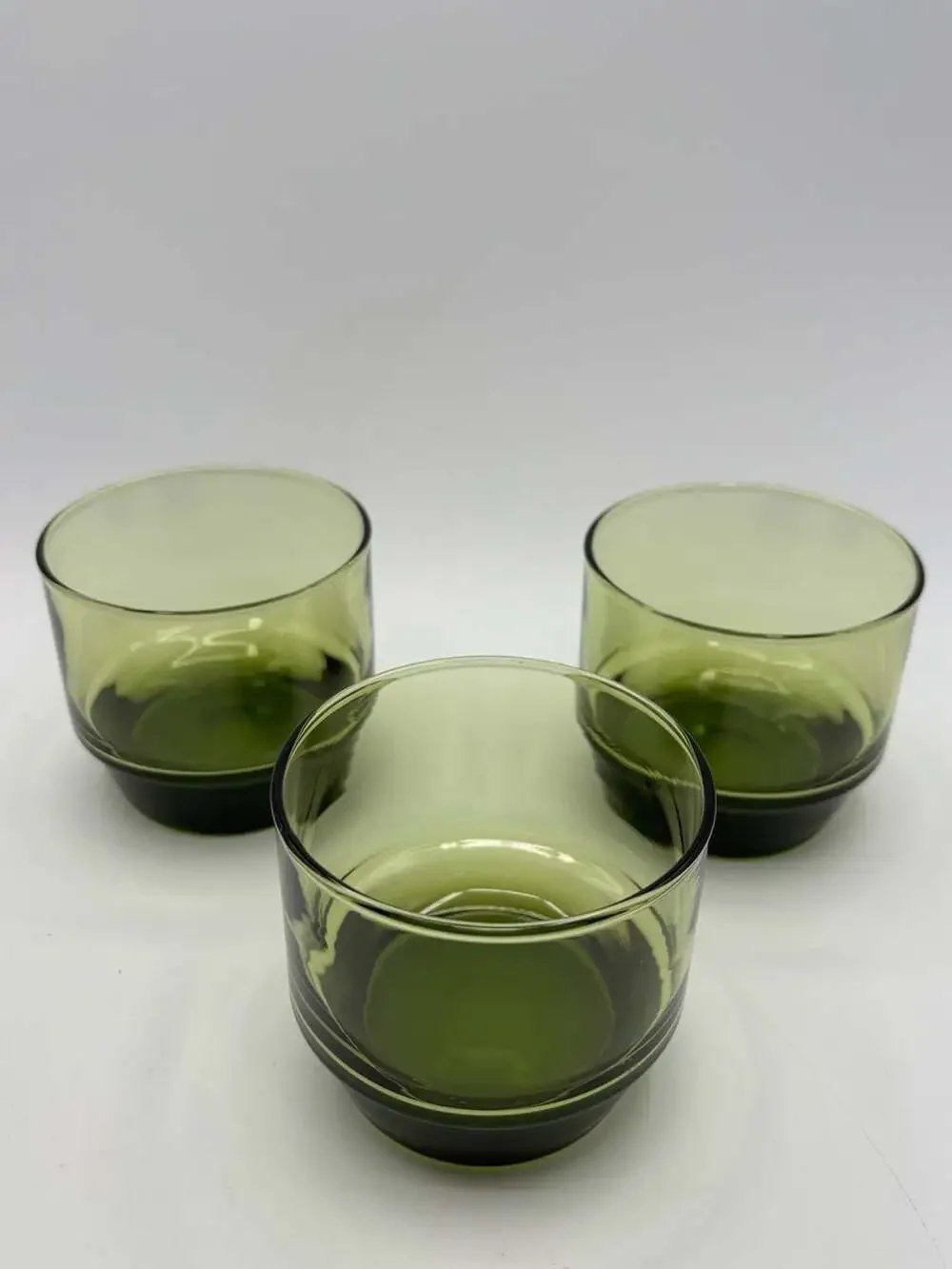 Vintage Mid-Century Modern Avocado Green Libbey glasses, Set of 3